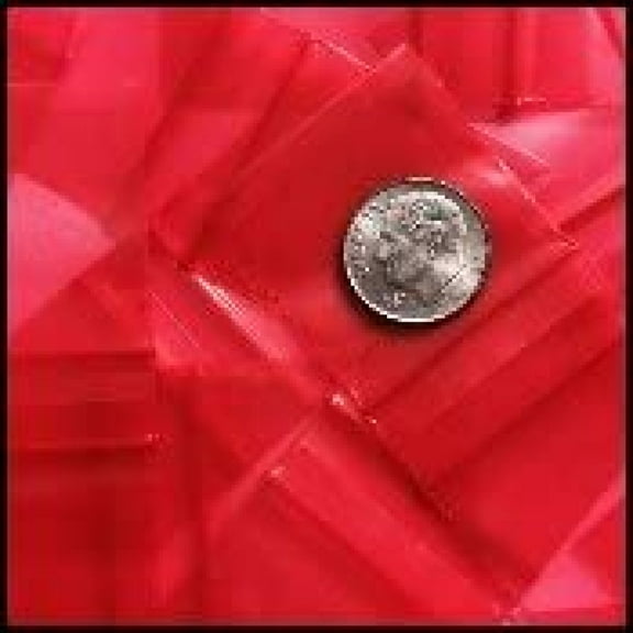 125125 Original Mini Resealable 2mil Plastic Bags 1.25" x 1.25" Reclosable Baggies (Red 100 pack)