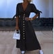 thumbnail image 2 of Vestido de terciopelo con cuello alto, manga larga y bolsillos para mujer - Corte holgado informal, poliéster, para uso diario - Tallas S-XXL, 2 of 5