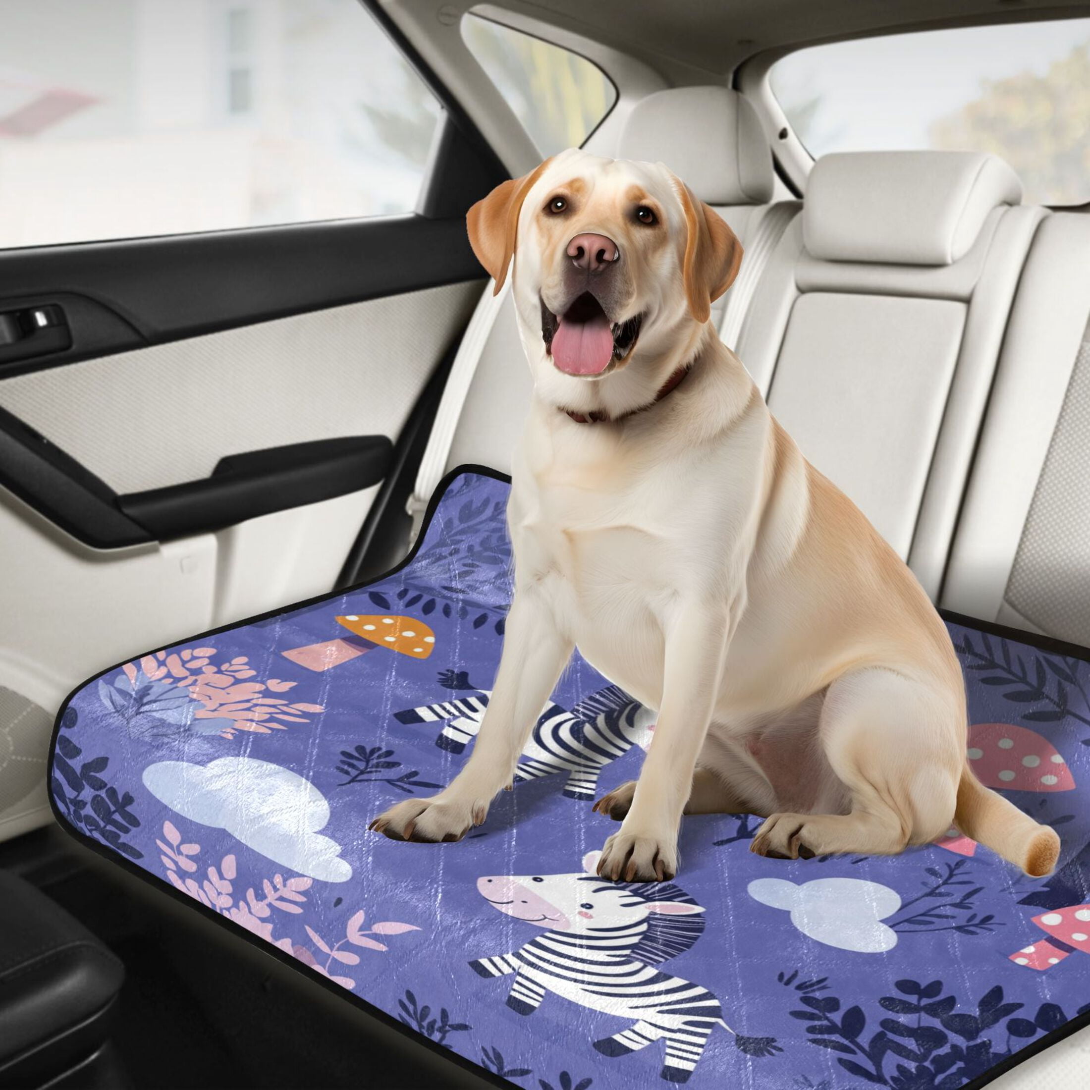 Qxltty Cute Cartoon Zebra Pattern with Purple Background Cat litter Pads Pet Set of 3 Diaper Mats Center Anti-leakage Layer Absorbent Soft and Comfortable
