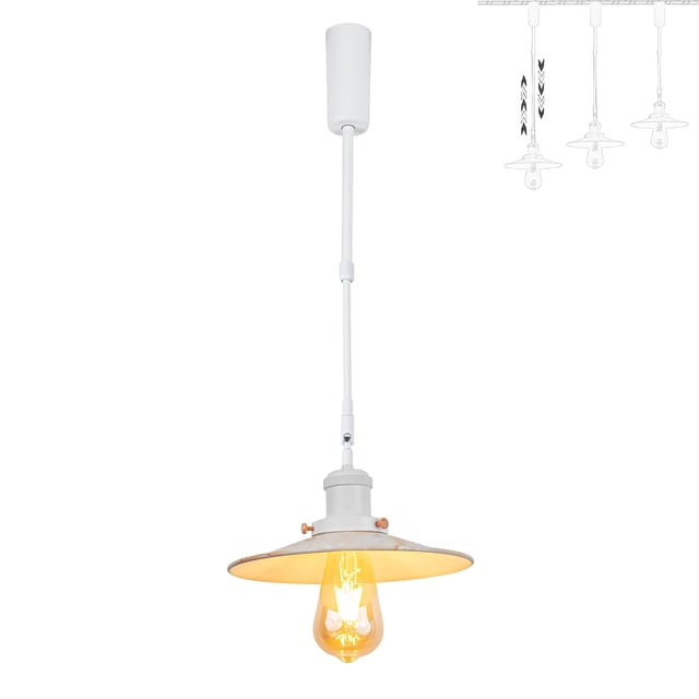 FSLiving Adjustable Height Track Pendnat Light H-Type Retractable Lift Track Spotlight with Telescoping Rod Adjustable Gimbaled Lamp-Post Halo Track DIY Retro Cover Lamp, Marble Grain - 1 Light