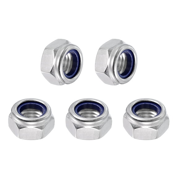 5 Pcs M12x1.75mm Lock Nuts, 304 Stainless Steel Nylon Insert Self-Locking Nut