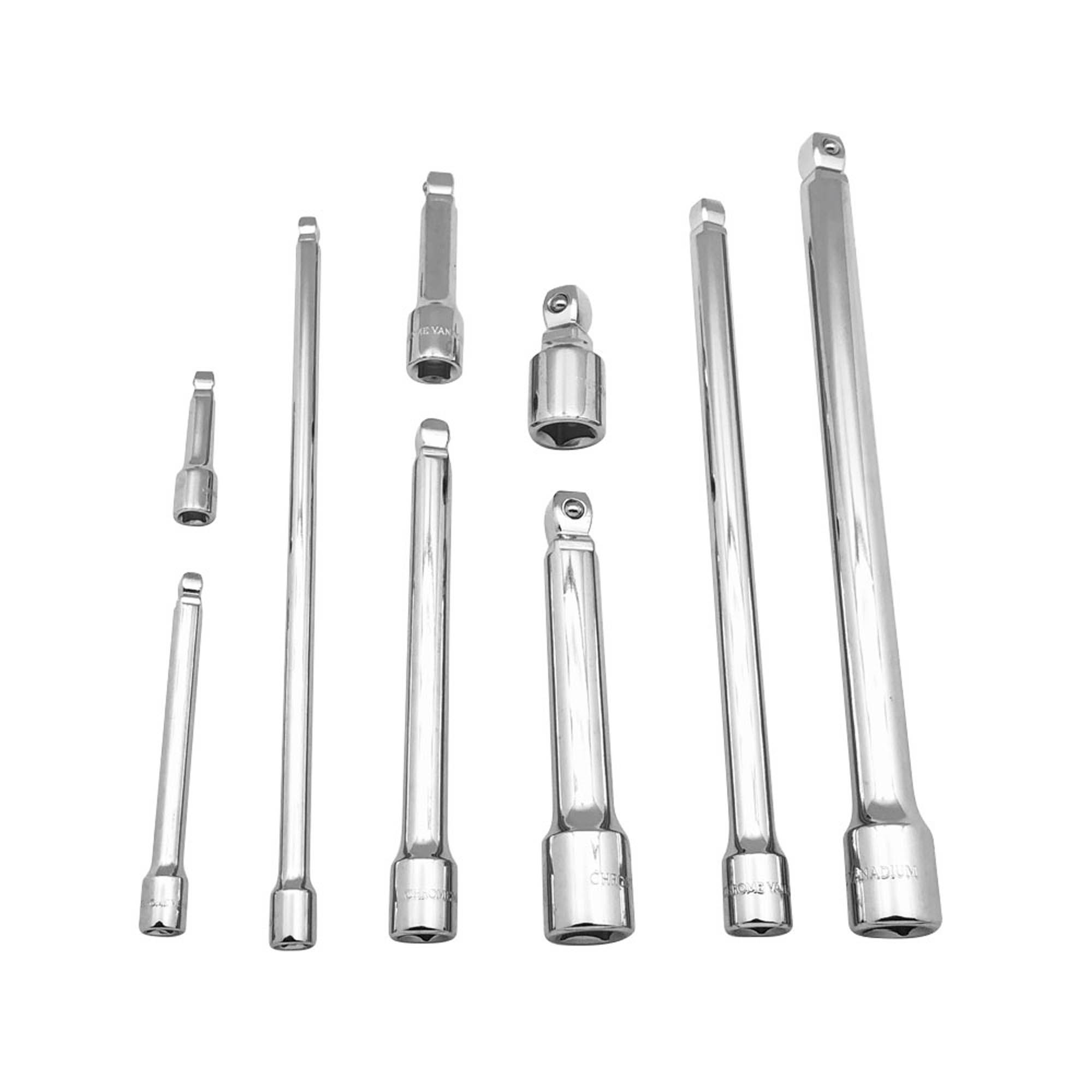 9Piece Drive Car Wobble Socket Extension Bar Hand Tool Set 1/2"1/4