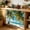 Lake Blue Dark Green, variant on Cabinet Curtains 10"W x 11"L, Ocean Sink Skirt for Bathroom Kitchen Self Adhesive, Palms Tropical Island Summer Beach Sea Water Desk Privacy Short Curtain for Shelves Closet Table Storage