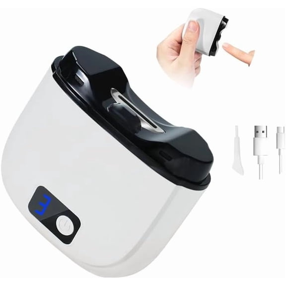 Hemvt 3-Speed Electric Nail Clipper, USB Rechargeable Automatic Nail Trimmer with LED Light, Quiet Motor & Debris Collector for Safe, Precise Home Manicure & Pedicure, White
