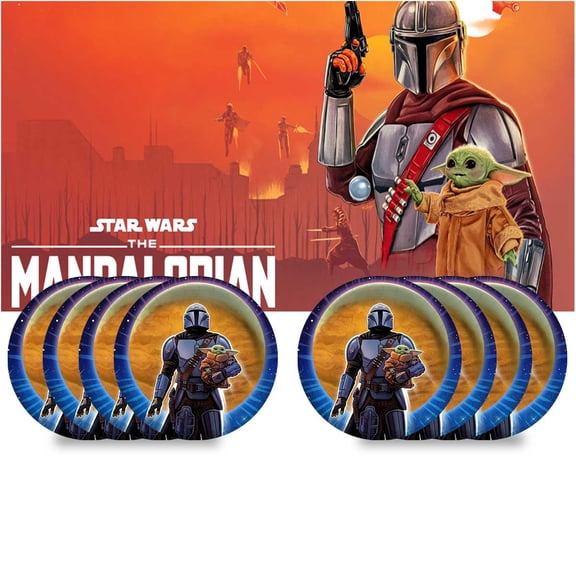 The Mandalorian Plates Birthday Supplies Decorations Decor Backdrop Banner Cake Topper Fans