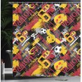thumbnail image 3 of Ambesonne Sports Emoji Shower Curtain, Espana Balls Faces, 69"Wx70"L, Mustard Grey Burgundy, 3 of 4