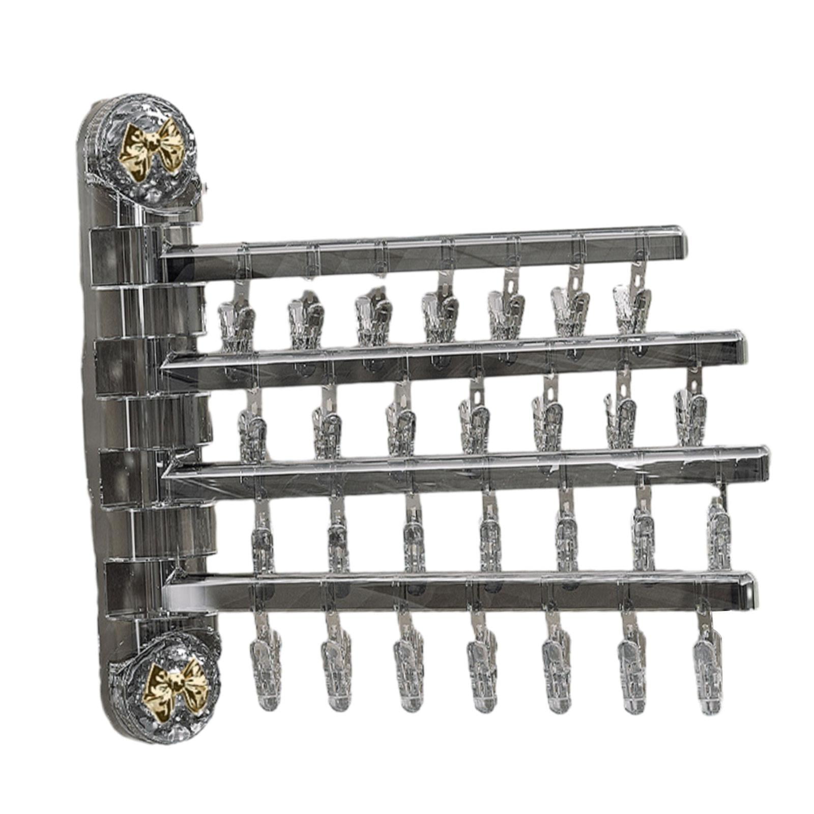Tongina Foldable Laundry Hanger Drip Hanger Clothes Organizer, Laundry Clips Drying Rack for Scarf Baby Clothes Towels, Underwear Hat Gray Gold Bow