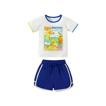 

Toddler Boys Short Sleeve Cartoon Printed T-Shirt Tops Shorts Kids Gentleman Outfits Infant Baby Fashion Dailywear Child Clothing