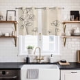 thumbnail image 2 of Retro Beige Flowers Kitchen Curtains Window Panels, Rustic Abstract Floral Simple Art Insulated Window Treatment Curtain, Grommet Curtains for Bedroom/Living Room/Bathroom, 2 Piece 27.5"Wx39"L, 2 of 8