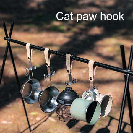 

harmtty Camping Hook Strong Load-bearing Double-sided Space-saving Stainless Steel Portable Outdoor Cat Claw Hook Camping Supplies