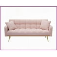 thumbnail image 5 of 71.7-Inch Teddy Fleece Convertible Sofa Bed with 2 Pillows - 3-Seat for Living Room/Bedroom (Green/Gray/Beige/Pink), 5 of 9