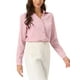 thumbnail image 4 of Inspire Chic Conjunto Blusa de Cuello en V para Mujer con Panel de Malla y Mangas de Linterna Elegante Camisa de Oficina Rosa, 4 of 6