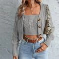 thumbnail image 3 of Women's Autumn Long Cardigan Sweater and Vest, Lightweight Cardigan Loose Long Sleeved Knitted Button Cardigan Sweater 2-Piece SetSportswear Crop Top Cardigan Sweater for Women, 3 of 7