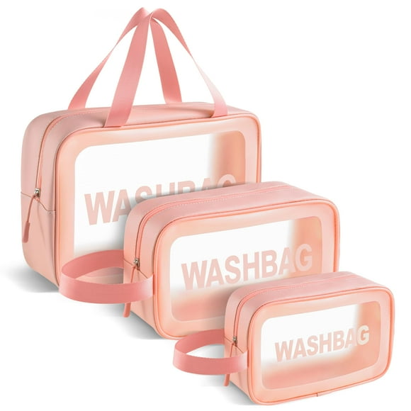 Travel Toiletry Bags,3 Size Clear Cosmetic Bags for Women,Portable Travel Organizer Toiletry Bag,Waterproof Translucent Travel Bag for Toiletries,Bathroom,Vacation
