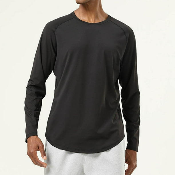 pstuiky camisas de manga larga para hombre, Camiseta deportiva de manga larga para hombre, de color nude, de alta elasticidad y cuello redondo, para correr. Tops de hombre m
