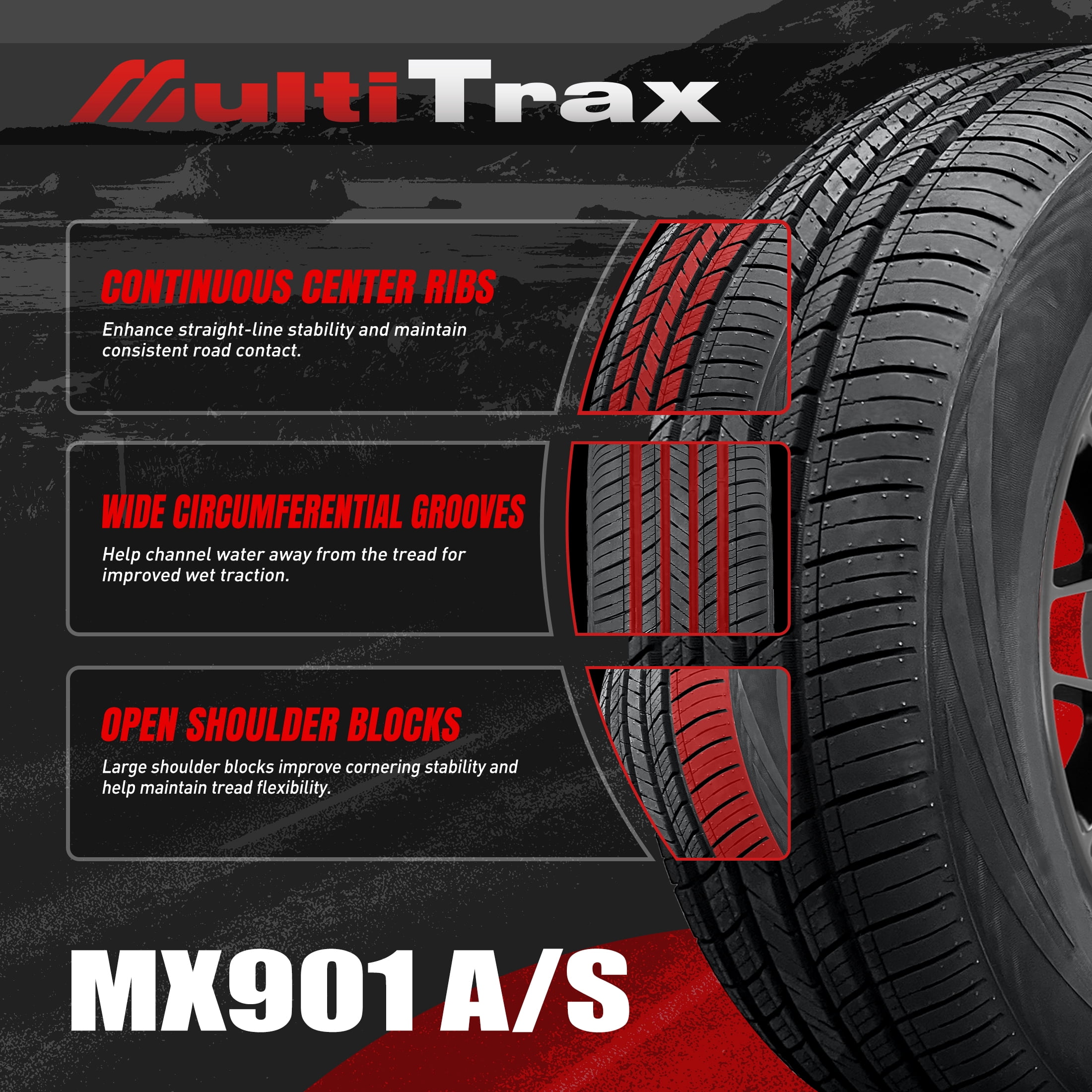 MultiTrax MX901 A/S 195/65R15 91V All Season Passenger Tire(Tire Only)