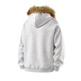 thumbnail image 3 of Unisex New Leisure Hooded Faux Fur Collar Hoodie Jacket - Gray XL, 3 of 5