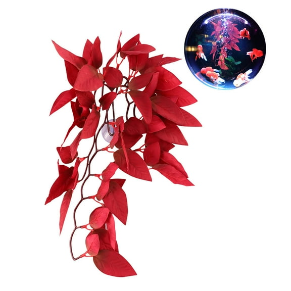 TEHAUX Fish Tank Decoration Betta Fish Tank Accessories Rattan Style Red 1Pack