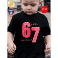thumbnail image 4 of Six Seven 67 Pink Letter Graphic Kid T-Shirt Casual  Style With 100% Cotton Fabric,Suitable For Boys And Girls,Size From 3T-13Y,Ideal Gift For Kids, 4 of 5