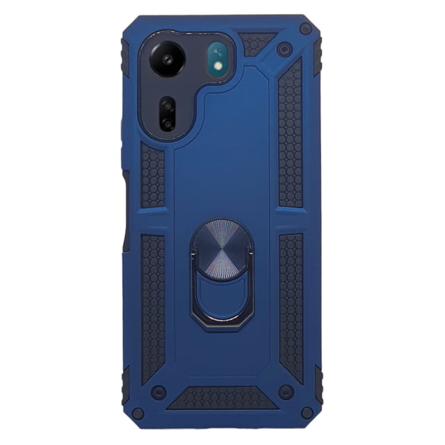 Funda Uso Rudo Con Anillo Magnético Para Xiaomi Redmi 13C Azul Marino Más 2 Micas De Cristal
