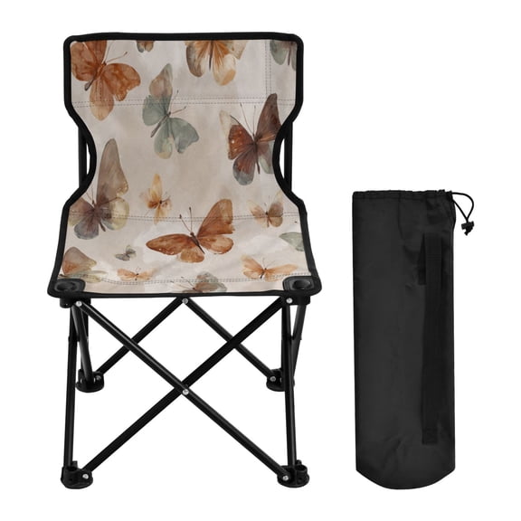 600D Oxford Camping Chair Portable Foldable Chair Supports 220 lbs for Picnic, Fishing, Backpacking Earthy Tones Butterflies