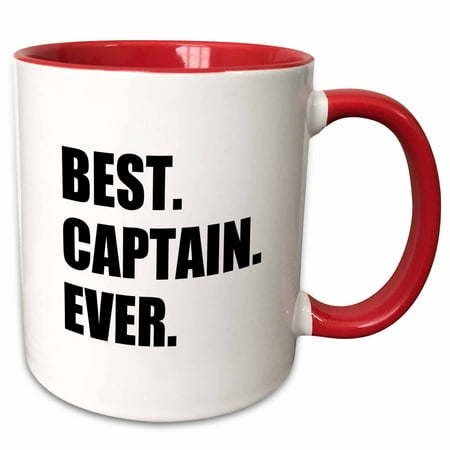 3dRose Best Captain Ever. for ship boat sailing army police starship captains - Two Tone Red Mug,