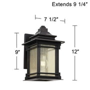 Franklin Iron Works Hickory Point Rustic Farmhouse Outdoor Wall Light Fixture Walnut Bronze 12 Frosted Cream Glass for Post Exterior Barn Deck House