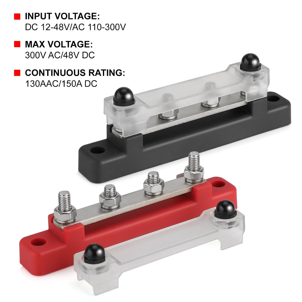 Zeiwohndc 48V 150A M6 Terminal Terminals Battery Power Distribution Block With Cover