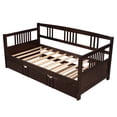 thumbnail image 3 of Twin Wood Daybed with Roll Out Twin Trundle, Trundle Daybed Twin Size, Standard Twin Bed Frame, No Box Spring Required Sturdy Sofa Bed for Bedroom Living Room, 3 of 7