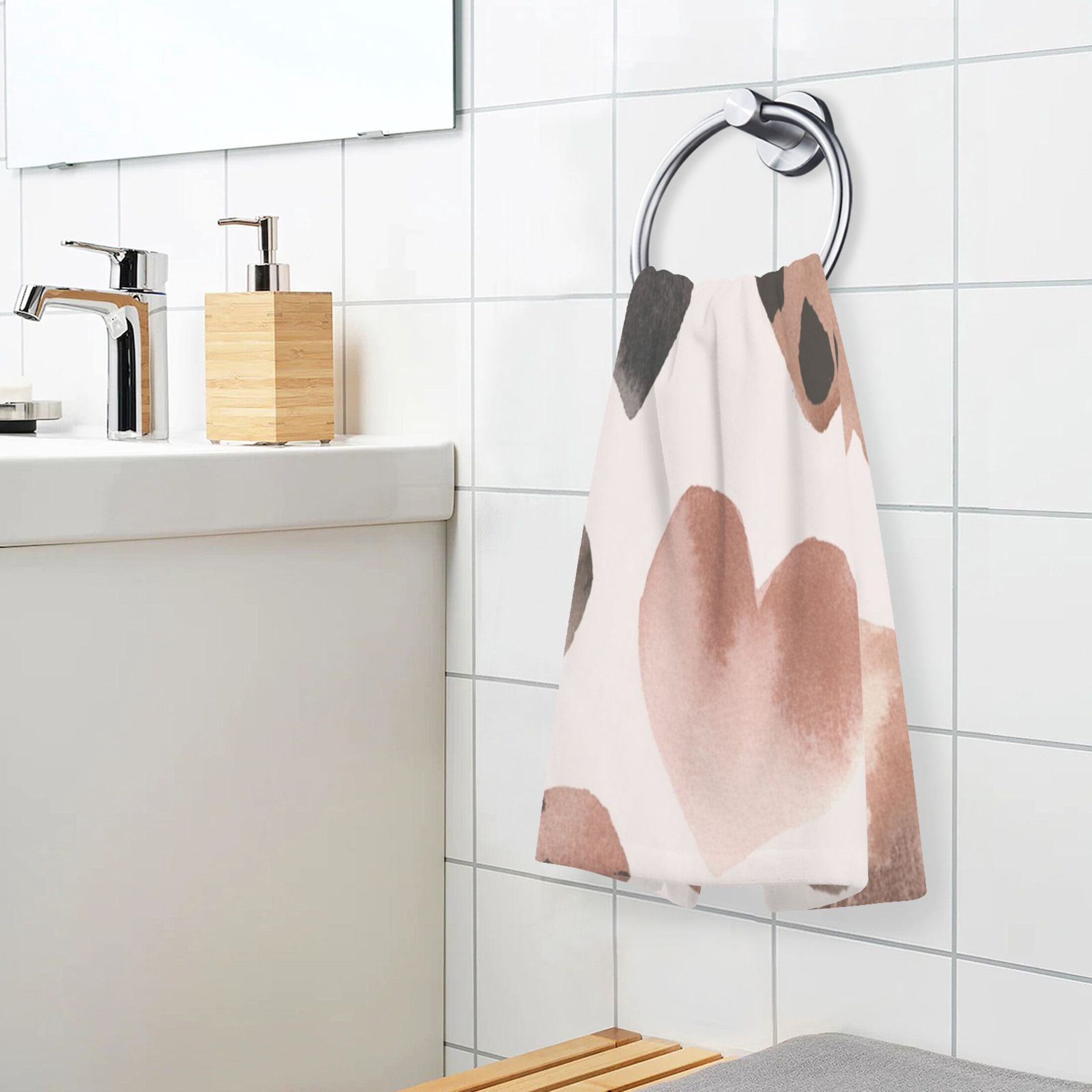 Cotton Towel Two-Piece 16x28 Inch One Sizex2 Face Towel Set Towel Set Cotton Hand Bath Towel Bathroom Beach Super Cute Black Heart