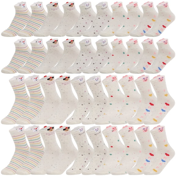 20 Pairs Women's Socks Assortment 10 Ankle and 10 Mid-Calf Socks Breathable Pointelle Knit Socks Soft Stretch Combo Pack (US 5-10)