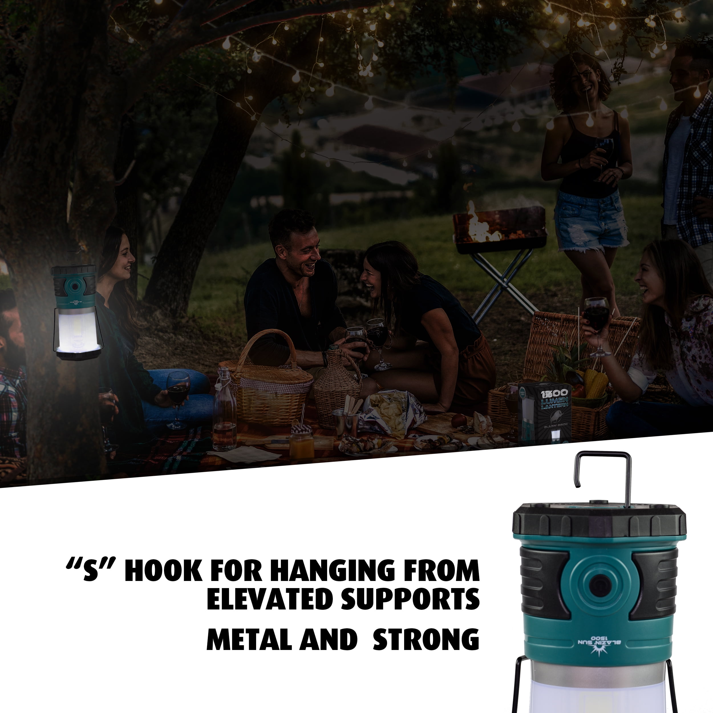 Blazin' Sun 1500 Lumen | Led Lanterns Battery Operated | Hurricane,  Emergency, Storm, Power Outage Light | 200 Hour Runtime (Teal)