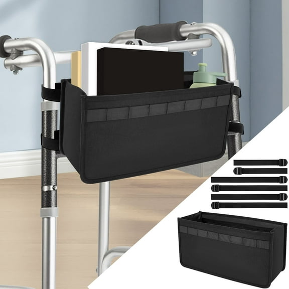 EUWBSSR Foldable Walker Basket with Large Capacity Hands Free Walker Storage Bag Easy Access Mobility Aid Accessory Pouch for Elderly Senior