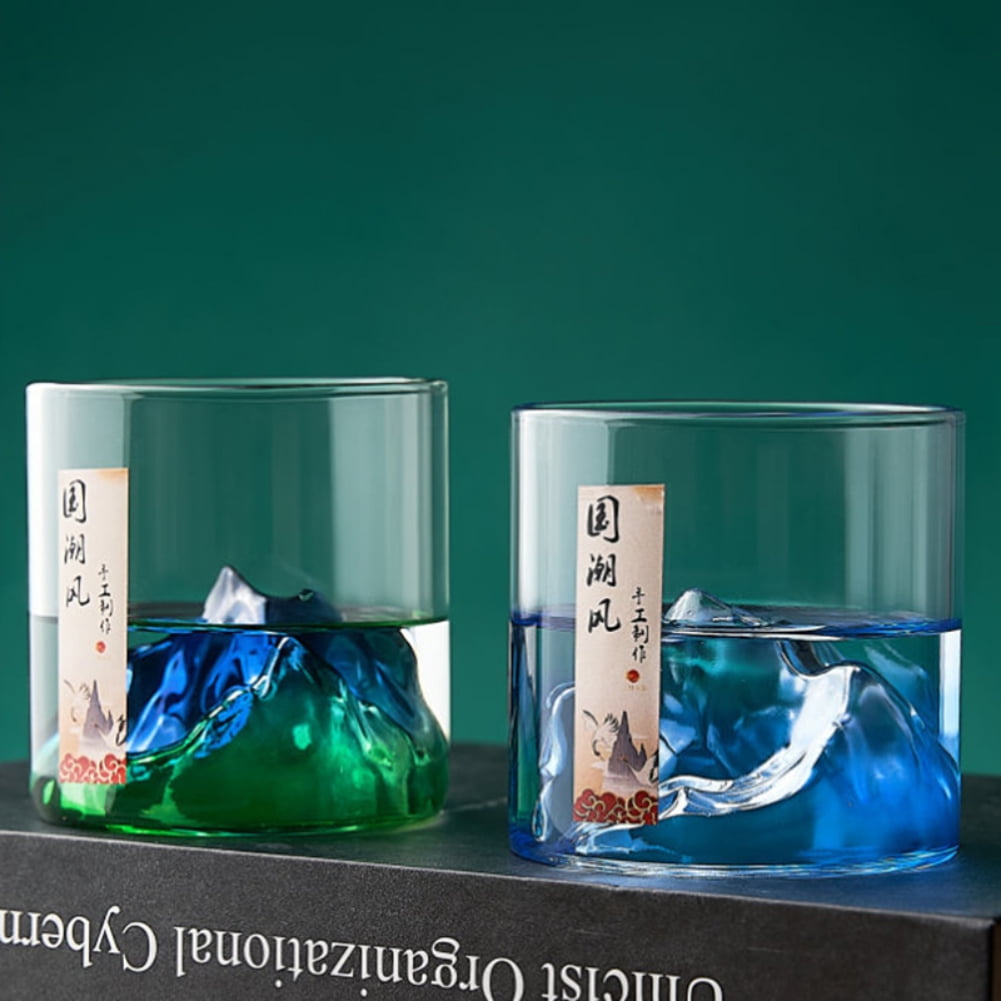 6Oz Mountain Whiskey Glass,Handmade Crystal Mountain Range