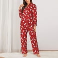 thumbnail image 2 of Gukieu Christmas Santa Cartoon Snowman A Print Women's Long Sleeve Pajama Set, Button Top Elastic Pocket Pajama Pants Two Piece Set Home Wear-XX-Large, 2 of 7