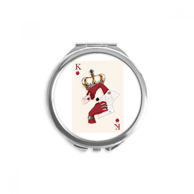 Cartes à Jouer Motif Cœur K Miroir Compact Rond Portable de Poche en Verre