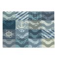 thumbnail image 1 of Nautical Cutting Board, Marine Theme Wave Patterns in Patchwork Style Boxes Squares Striped Anchor Print, Decorative Tempered Glass Cutting and Serving Board, Large Size, Blue Beige, by Ambesonne, 1 of 1