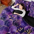 thumbnail image 4 of Feelyou Chic Fashion Honeycomb Bedding Comforter Set 7pcs, Purple Art Abstract Ombre Queen Bedding Sets, Mystic Marbling Reversible Queen Sheet Sets, Ultra Soft Bedroom Decor, 4 of 7