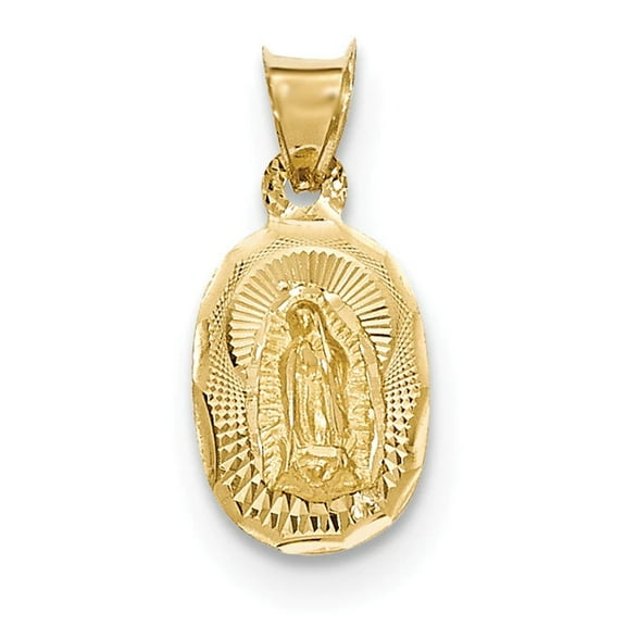 14K Polished D/C Lady Of Guadalupe Oval Pendant K5643