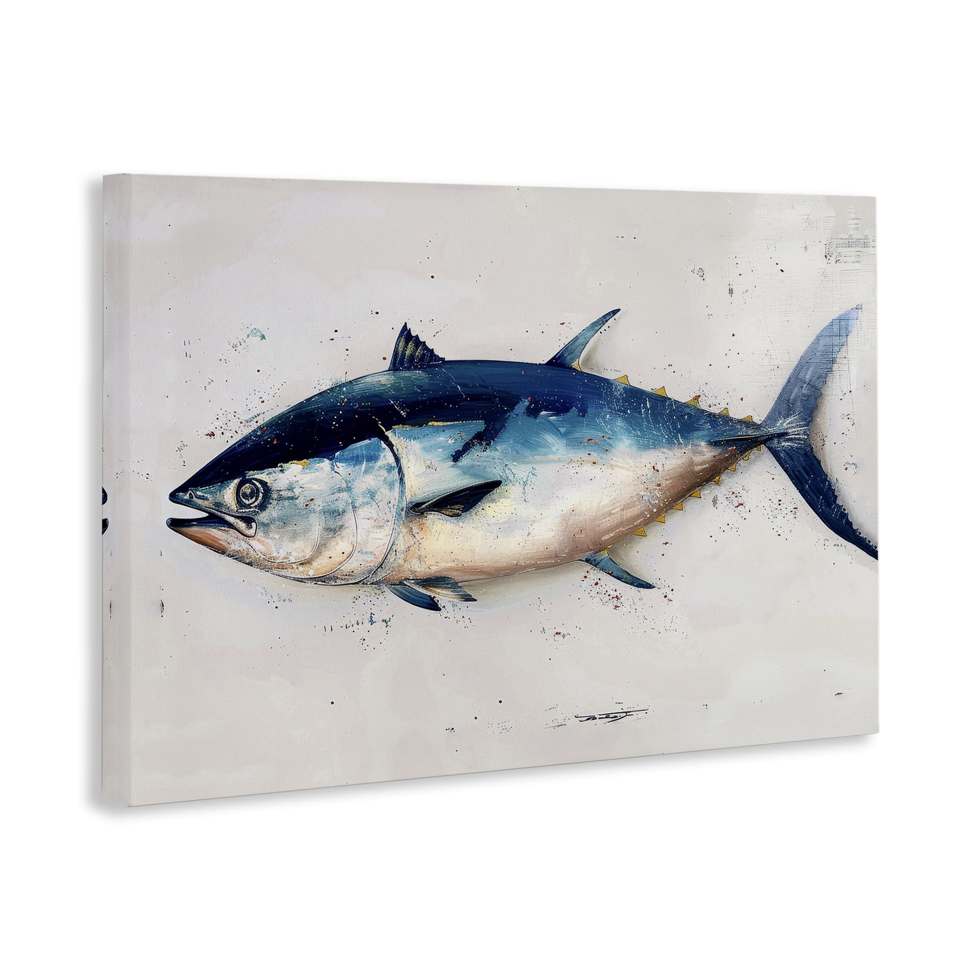 Stupell Industries Tuna Fish Sea Life Animals Painting Wrapped Canvas Art Print Wall Art, 36 x 24