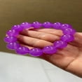 thumbnail image 2 of Real Natural Ice purple Burmese Beads Jade jadeite Bracelets Bangle 14MM, 2 of 8