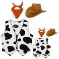 thumbnail image 3 of YiZYiF Kids Girls Western Cowboy Costume Cowgirl Vest Coat with Hat and Bandana Party Role Play Dress Up Orange 8, 3 of 4