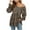 Khaki, variant on Giftesty Women's Casual Long Sleeve V-Neck Printing Puff Long Sleeve Tunic Top
