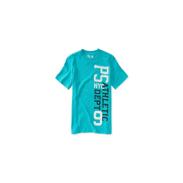 Aeropostale Boys Vertical Puff Graphic T-Shirt, Azul, 4