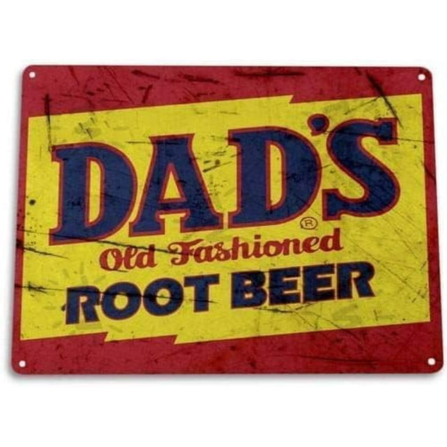 Vintage Metal Sign Dads Root Beer Soda Cola Rustic Retro Beverage Aluminum Sign for Bathroom Kitchen Home Bar Cafe Garage Man Cave 12x8inch