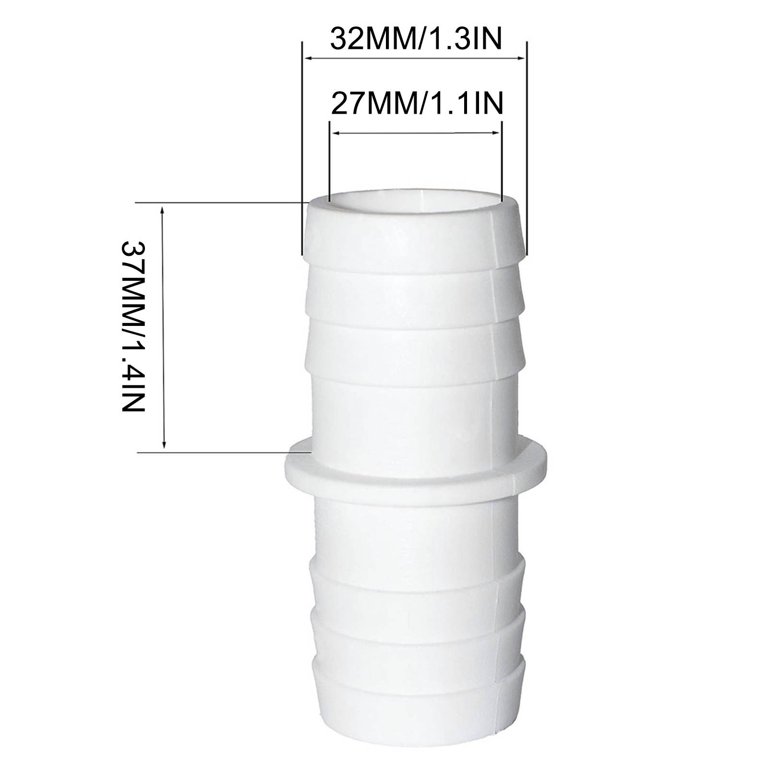 3-Way Swimming Pool Diverter Valve Hose Adapter Kit - With Clamps & Seal Rings For 1.25" Or 1.5" Filter Ports (White)