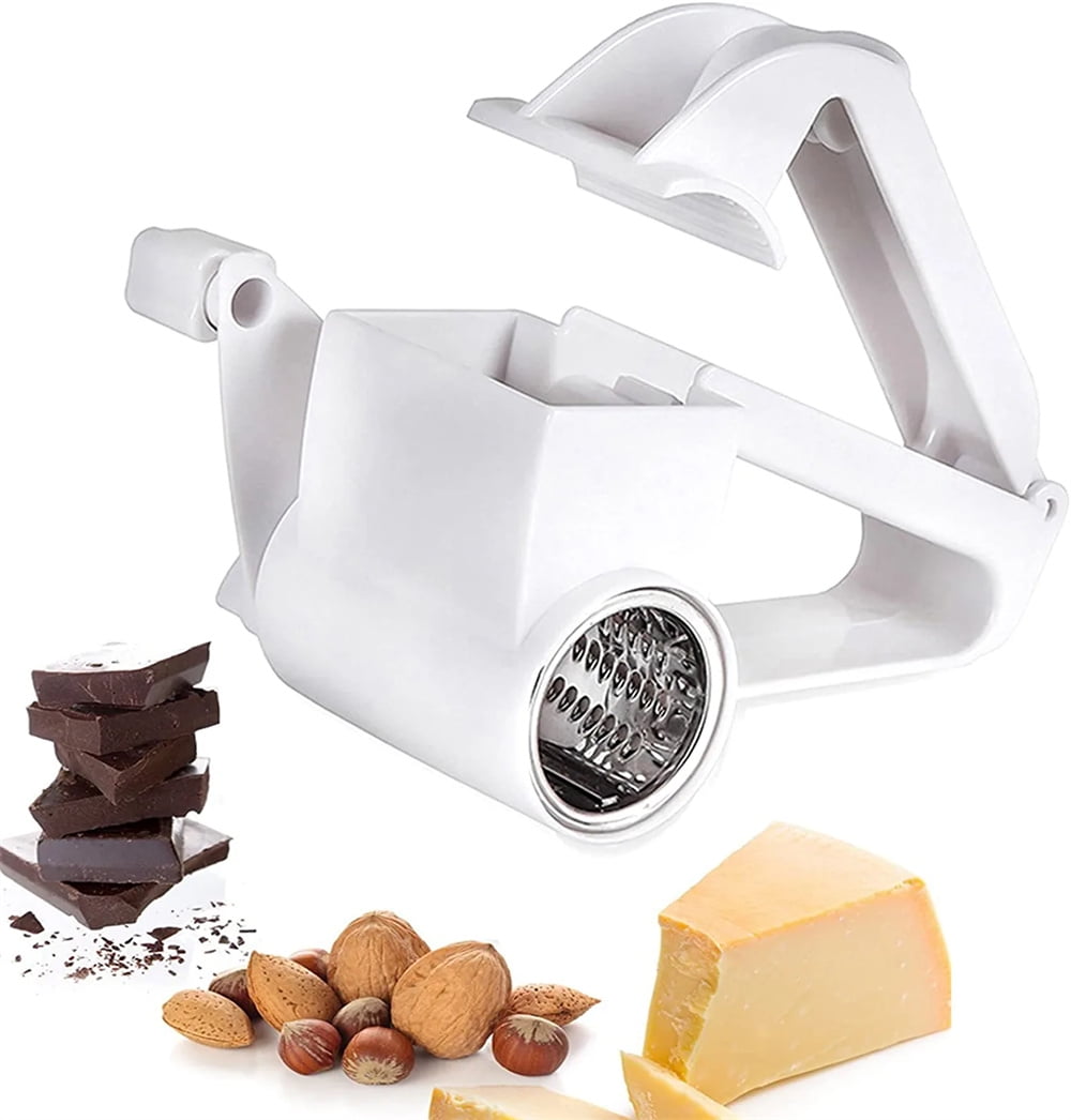 LHS Rotary Cheese Grater Stainless Steel Manual Handheld Cheese Shredder  Grater Walnuts Grinder with 3 Interchangeable Drum Blades for Chocolate