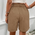 thumbnail image 5 of POIUYTR Women Summer Business Shorts Causal Flat Button Zipper Straight Leg Short Pants Office Loose Dress Shorts, 5 of 6