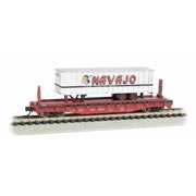 Bachmann 16751 N Scale 52'6" Flat Car with 35' Ribbed Piggyback Trailer SANTA FE