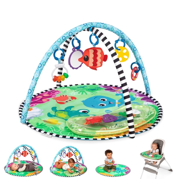 Baby Einstein Sea Floor Explorers Alfombra de agua 2 en 1, tiempo boca abajo portátil, gimnasio de actividades, juguetes sensoriales, edades recién nacidas y mayores